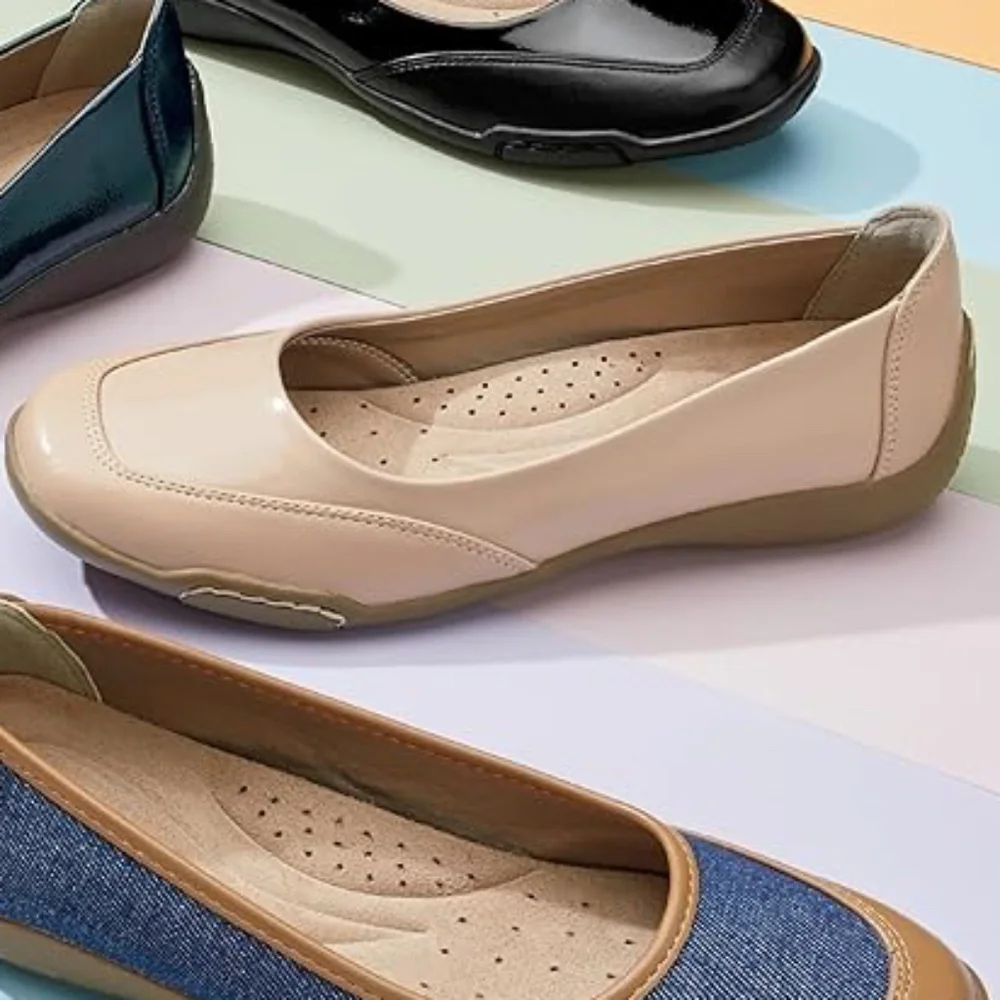 NEW ARRAY Women's Cascade Two-Tone Comfort Flat with Rubber Sole 10